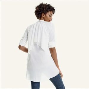 Cabi The Vacation Shirt Small White Collared Ruffle Back Button Down Long Shirt